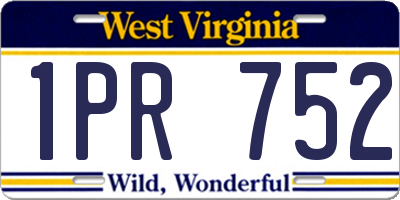 WV license plate 1PR752