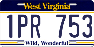 WV license plate 1PR753