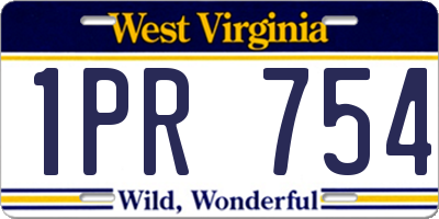 WV license plate 1PR754