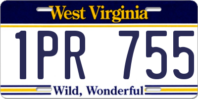 WV license plate 1PR755