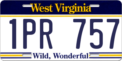 WV license plate 1PR757