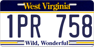 WV license plate 1PR758
