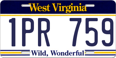 WV license plate 1PR759