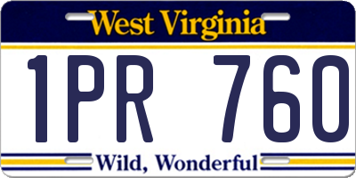 WV license plate 1PR760