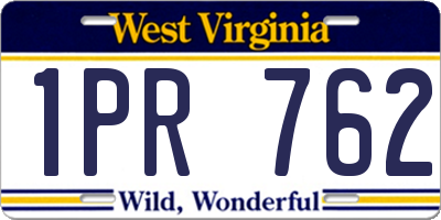 WV license plate 1PR762