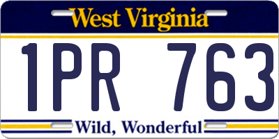 WV license plate 1PR763
