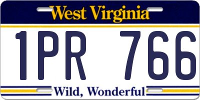 WV license plate 1PR766