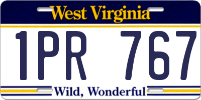 WV license plate 1PR767