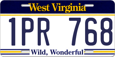 WV license plate 1PR768
