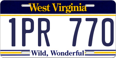 WV license plate 1PR770