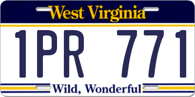 WV license plate 1PR771