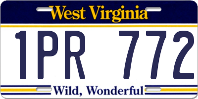 WV license plate 1PR772