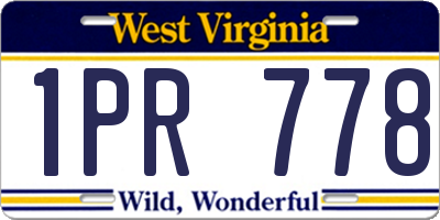 WV license plate 1PR778