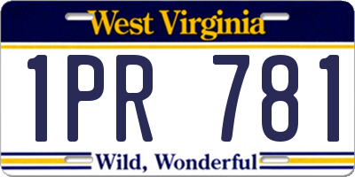 WV license plate 1PR781