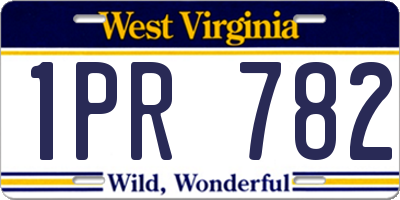 WV license plate 1PR782