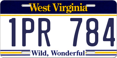 WV license plate 1PR784