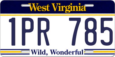 WV license plate 1PR785