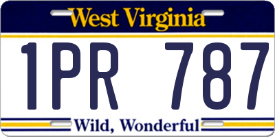 WV license plate 1PR787