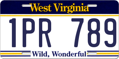 WV license plate 1PR789