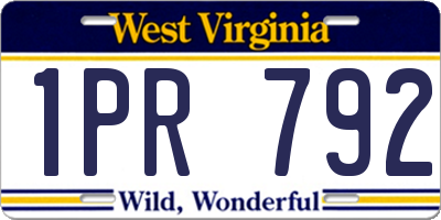WV license plate 1PR792
