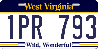 WV license plate 1PR793
