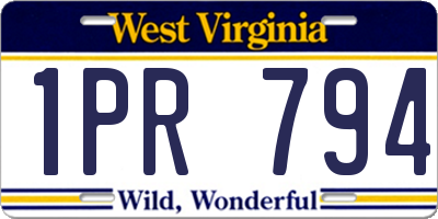 WV license plate 1PR794