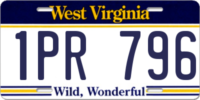 WV license plate 1PR796