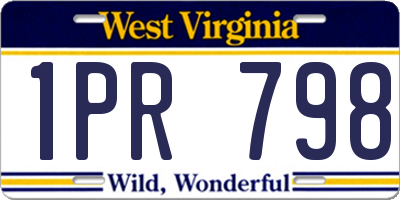 WV license plate 1PR798