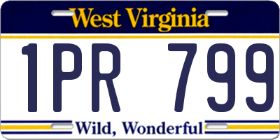 WV license plate 1PR799