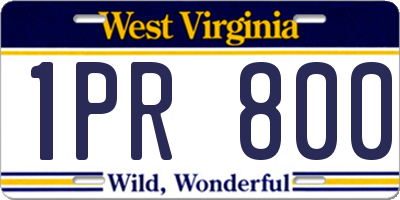 WV license plate 1PR800