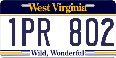 WV license plate 1PR802