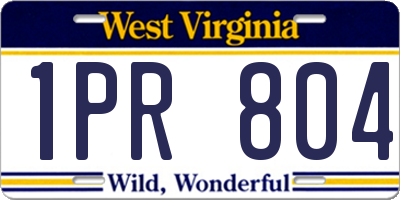 WV license plate 1PR804