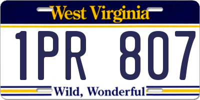 WV license plate 1PR807