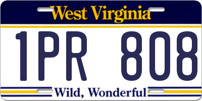 WV license plate 1PR808