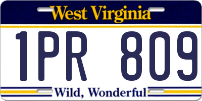 WV license plate 1PR809