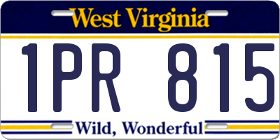 WV license plate 1PR815