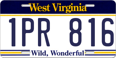 WV license plate 1PR816