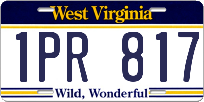WV license plate 1PR817