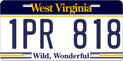 WV license plate 1PR818