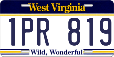 WV license plate 1PR819