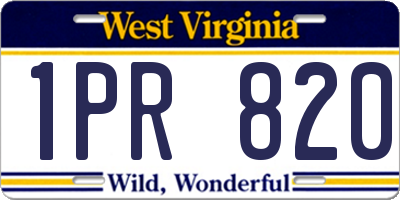 WV license plate 1PR820