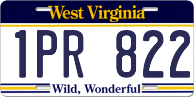 WV license plate 1PR822