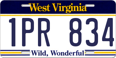 WV license plate 1PR834