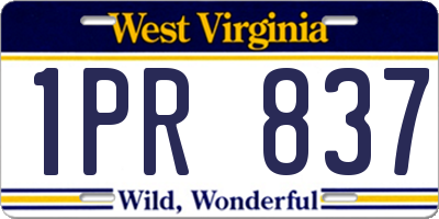 WV license plate 1PR837