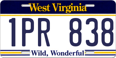 WV license plate 1PR838