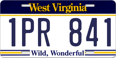 WV license plate 1PR841