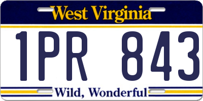 WV license plate 1PR843