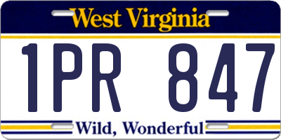 WV license plate 1PR847