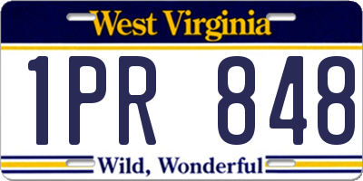 WV license plate 1PR848