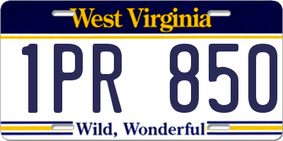 WV license plate 1PR850